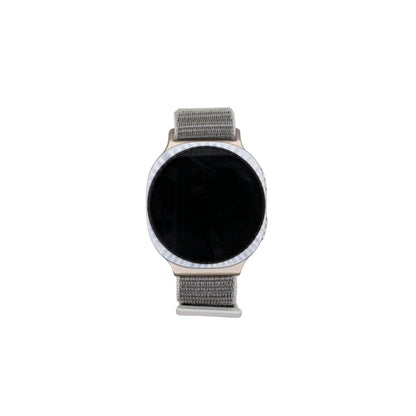 Smartwatch with a black screen and gray band on a white background